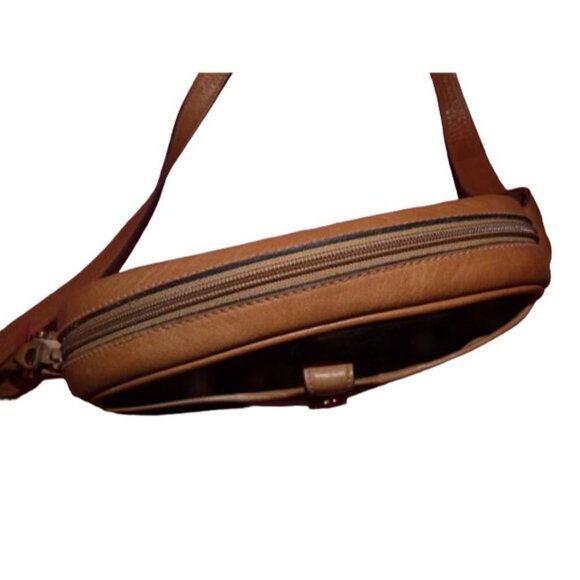 Gucci Vintage Black Canvas HOBO Logo Print Camel Leather - Picture 2 of 5